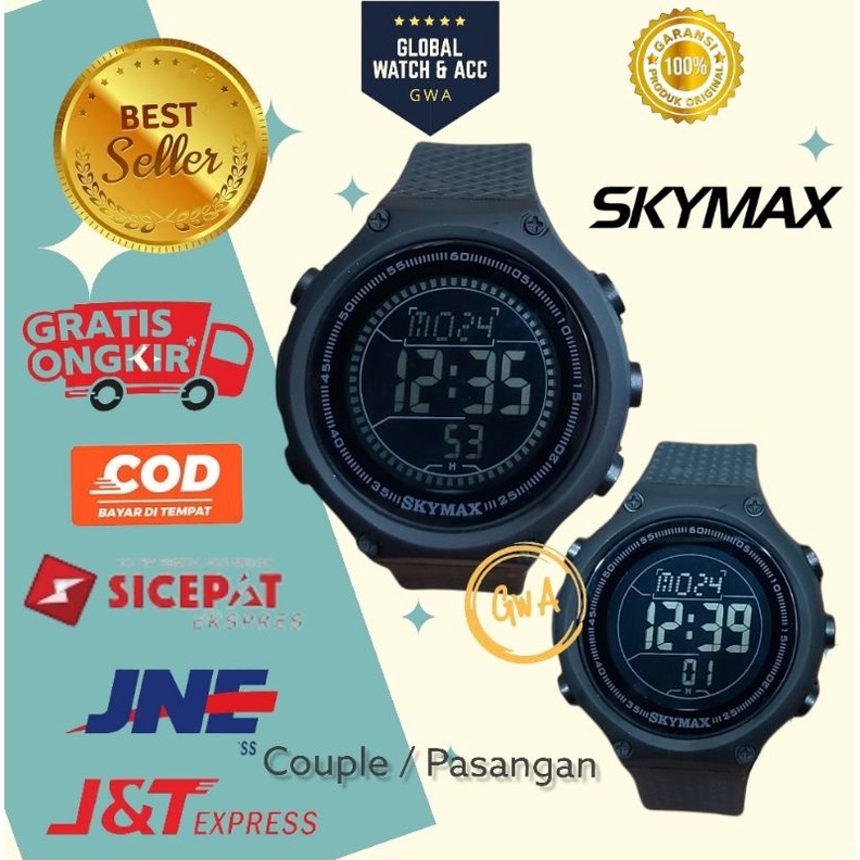 Jam tangan pasangan / couple digital skymax water bisa buat renang