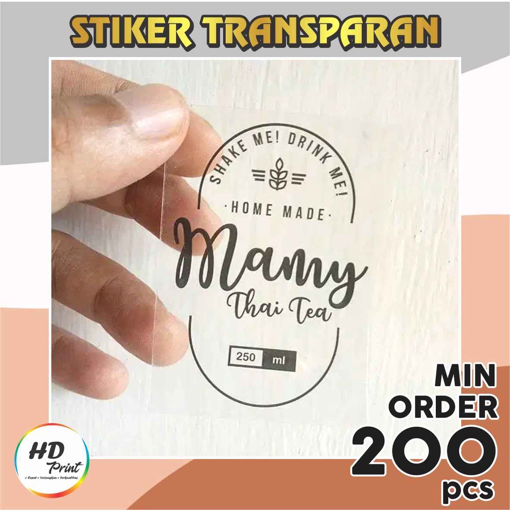 CETAK STIKER VINYL TRANSPARAN - LABEL BOTOL - LABEL MINUMAN
