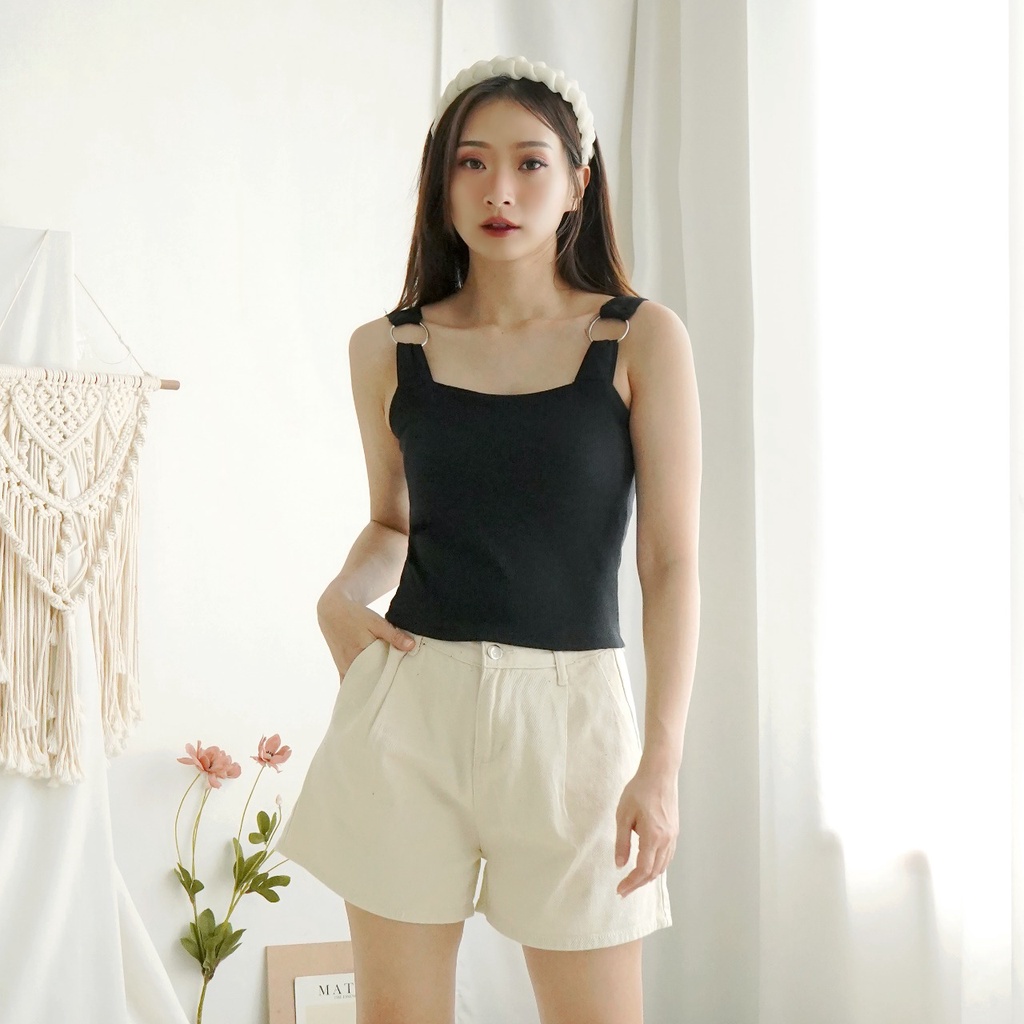 Korean Square Tank Top Ring Tanktop Baju Atasan Wanita Crop Top 230