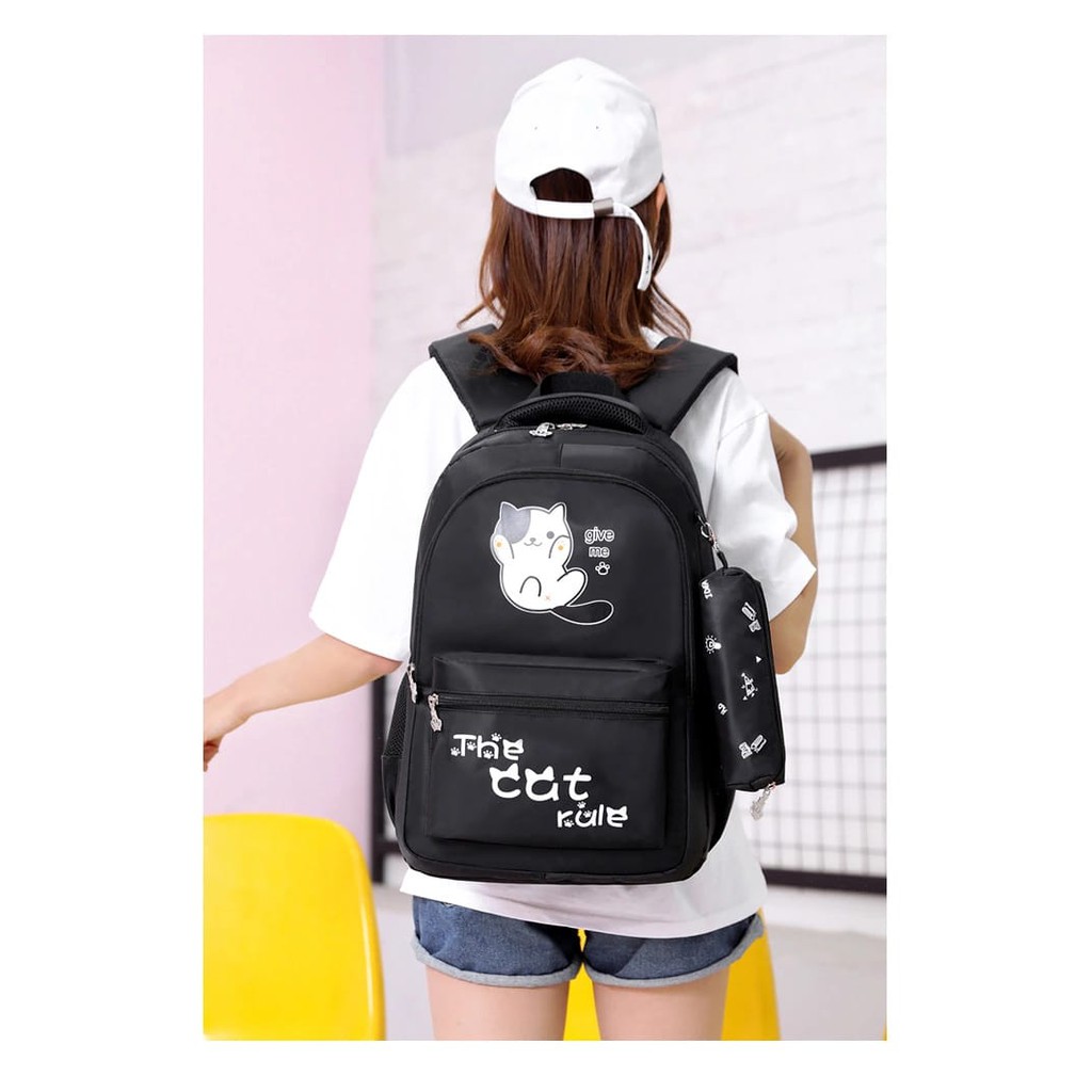 BACKPACK THE CAT RULE MURAH / TAS RANSEL ANAK KOREAN / TAS RANSEL ANAK SEKOLAH / TAS RANSEL MURAH