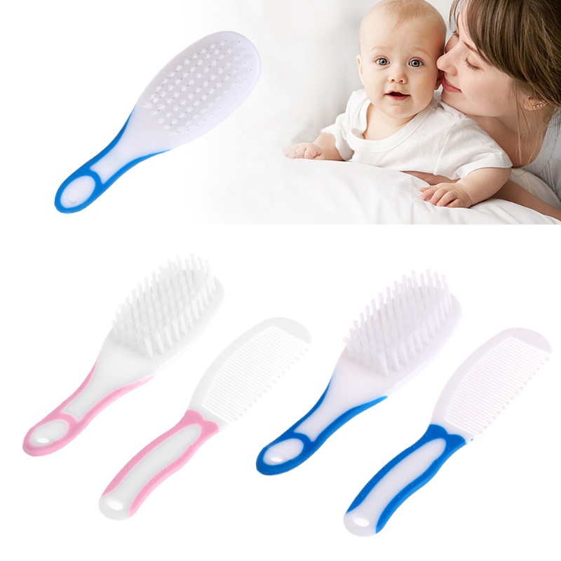 Mary 2pcs / Set Sisir + Sikat Rambut Bayi Newborn Portable Bahan Lembut