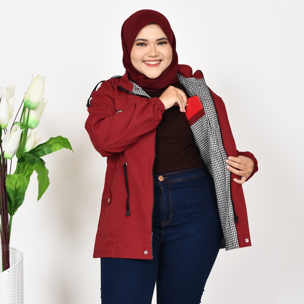 Jaket Parka Wanita Jumbo Tebal Musim Dingin Bahan Baby Kanvas Premium