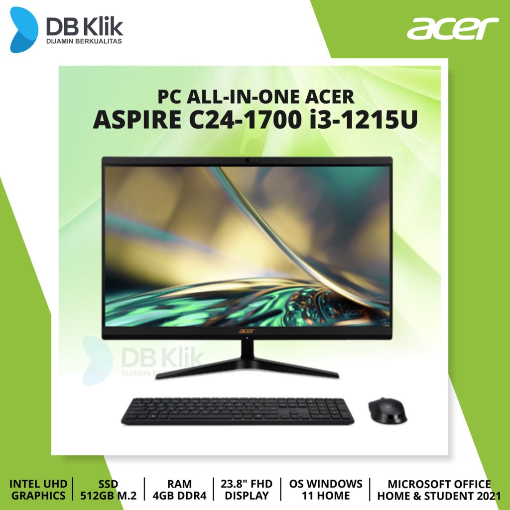 PC AIO ACER Aspire C24-1700 i3-1215U 4GB SSD 512GB NoDVD W11+OHS 23.8&quot;