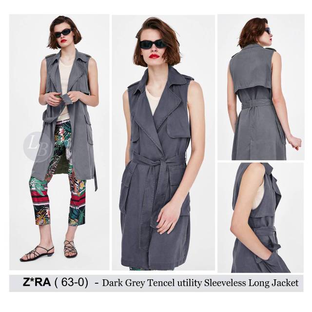 ZARA dark grey utility sleeveless long vest