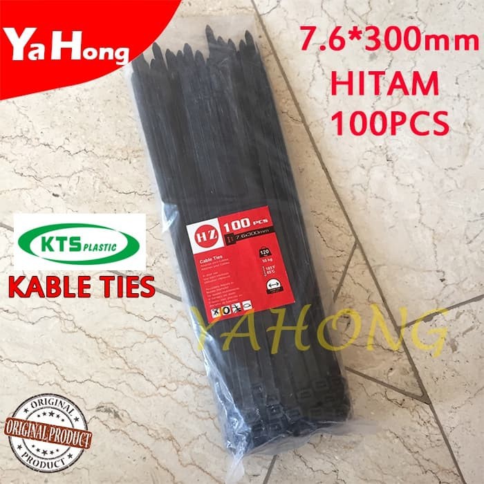 Nylon Cable Tie Kabel Tis Nilon Kabel Ties Pengikat 7.3x300mm 30cm HITAM