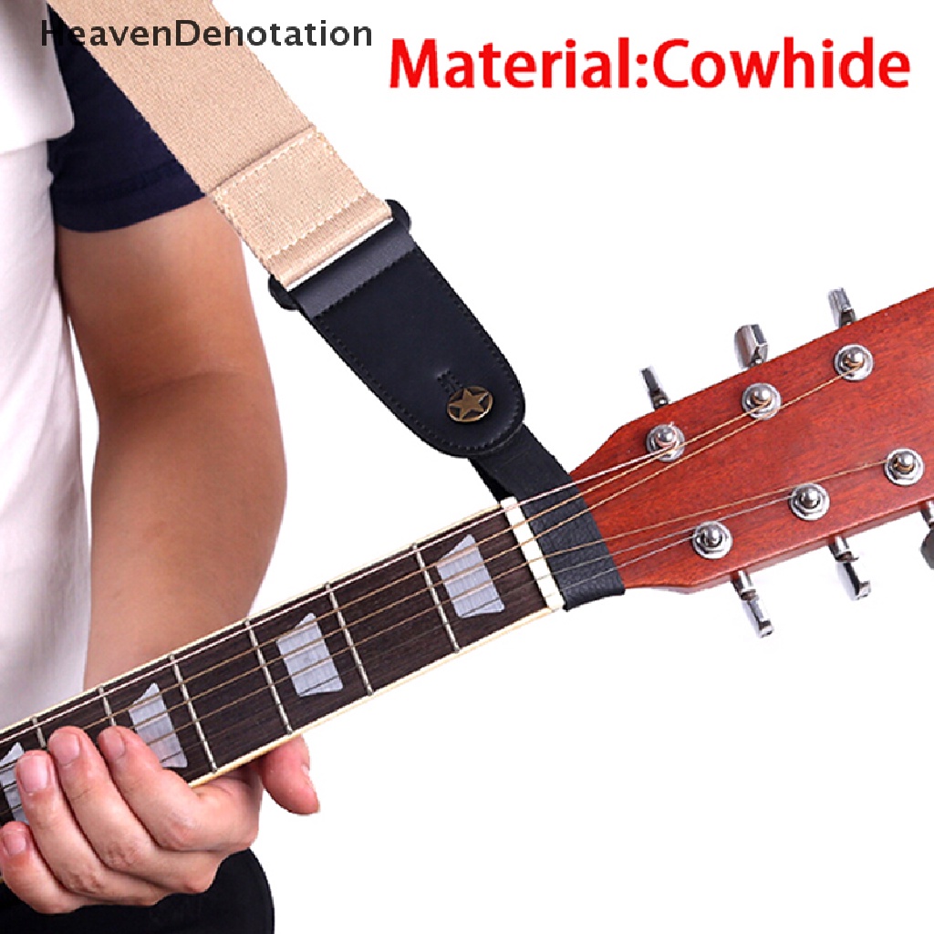 (Heavendenotation) 1pc Strap Holder Gitar Akustik / Elektrik / Bass Bahan Kulit Warna Hitam