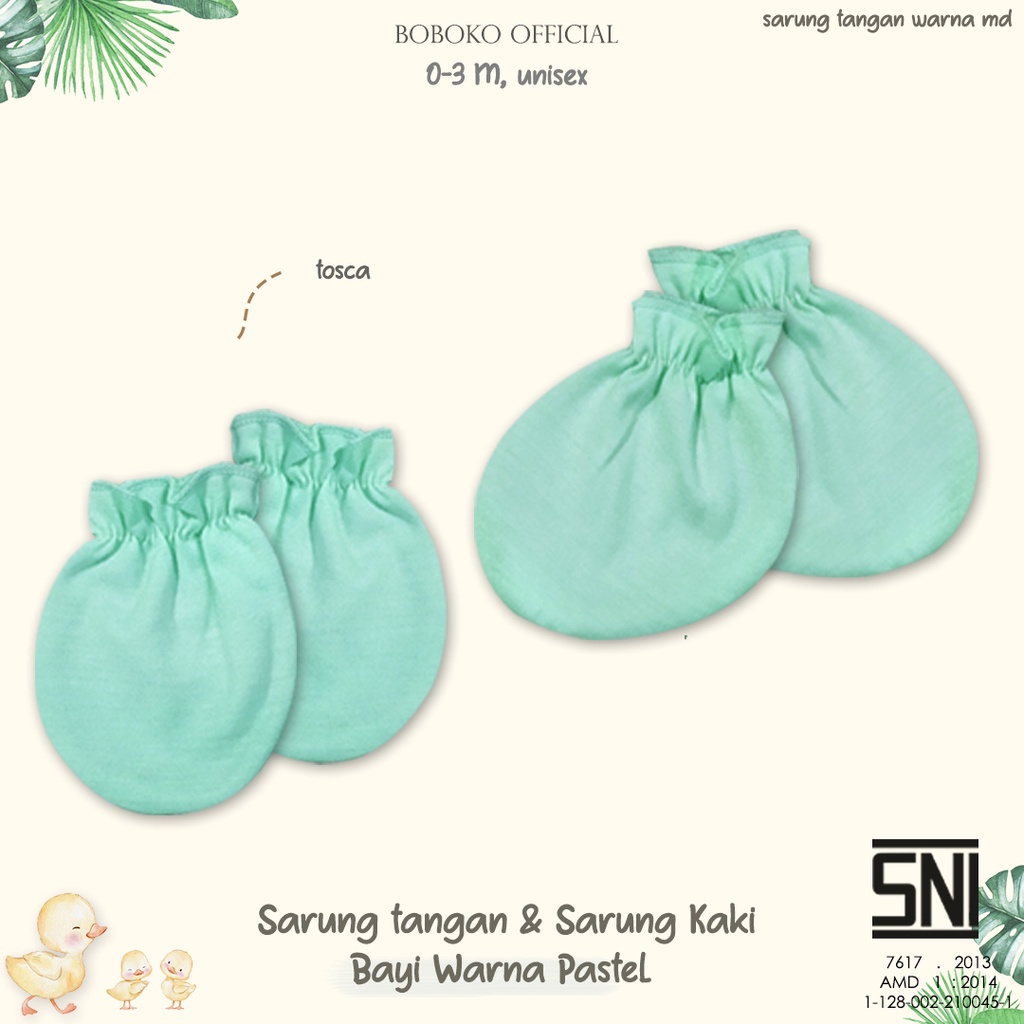 BOBOKO Sarung tangan dan sarung kaki bayi Warna Pastel serut