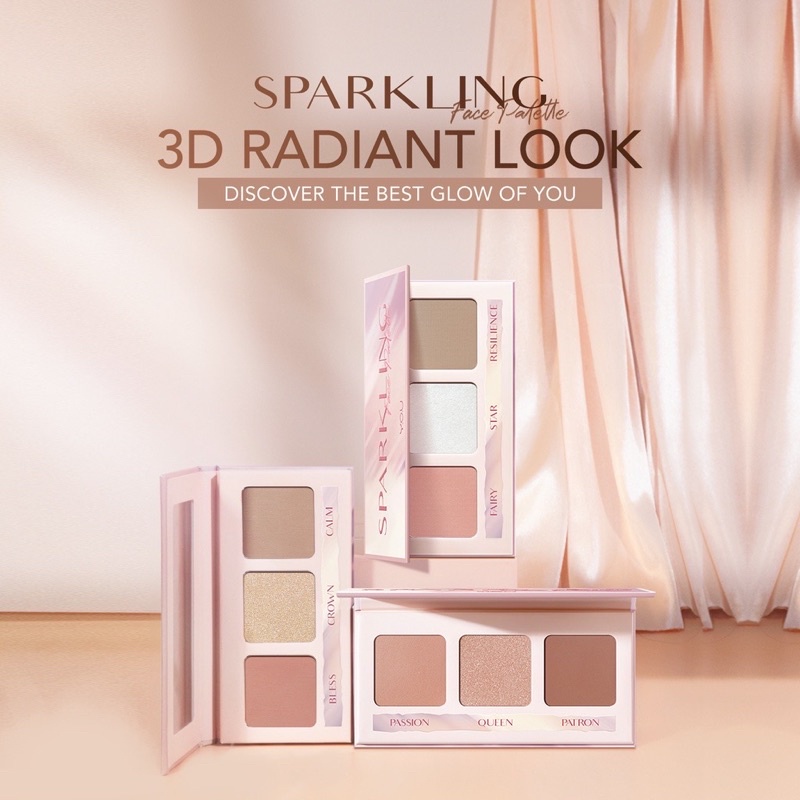 YOU 3 in 1 Sparkling Face Pallete for 3D Radiant Look ( YOU MAKEUPS OFFICIAL STORE )