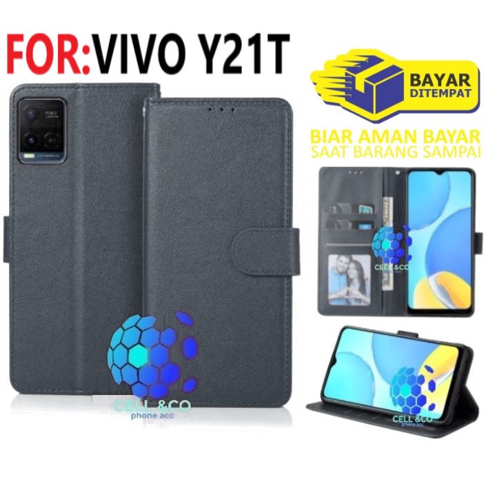 NEW VIVO Y21T CASE FLIP LEATHER WALLET PREMIUM FLIP CASE BUKA TUTUP KESING HP CASING FLIP CASE WALLET VIVO Y21T