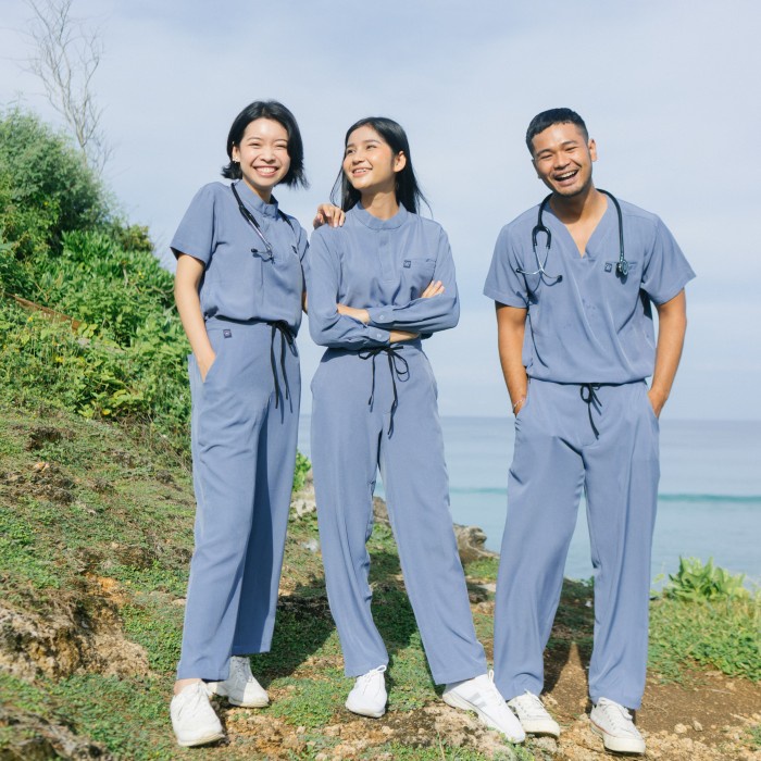 Baju Jaga MANDARIN LS - AIRY BLUE Scrubs Theatre Blues Empirical Lengan Panjang