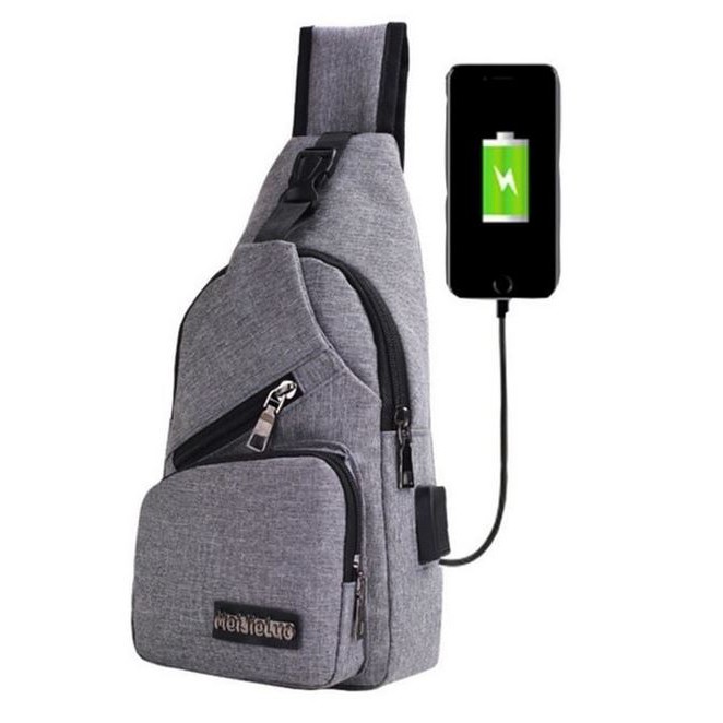 Tas Selempang Pria / Tas Pria Selempang USB Port Charger / Smart Backpack