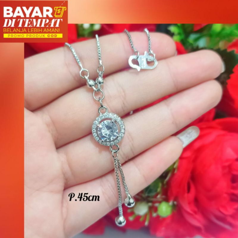 Kalung koye permata 1 zircon tersimple,elegan Gold&amp;Silver *anti karat*