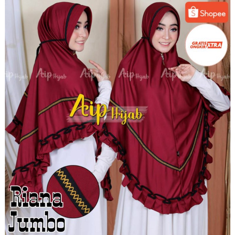 Jilbab jumbo Instan Hijab Jersey Riana Gotik Picot ori AIP Hijab