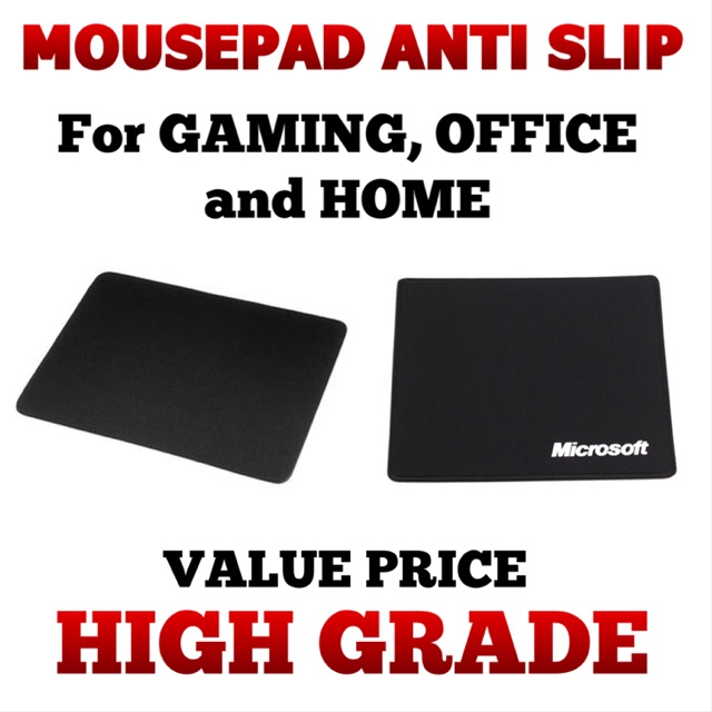 Mousepad Logo Logitech &amp; Microsoft ANTI SLIP for GAMING, OFFICE and HOME HITAM MURAH ( Mouse Pad )