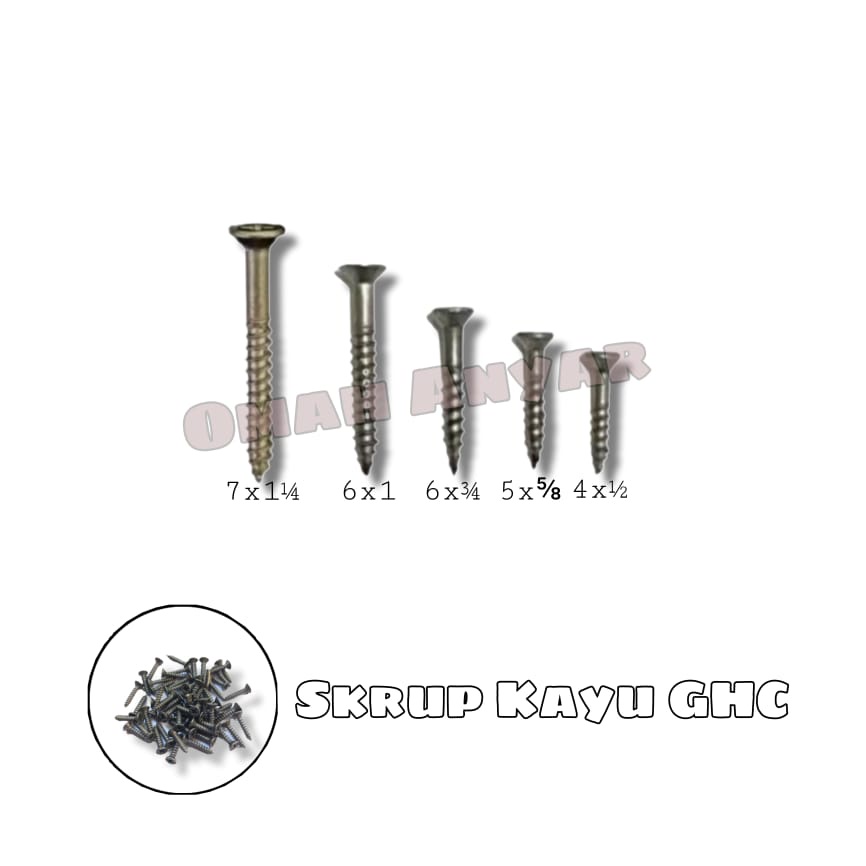 Skrup Kayu GHC Wood Screw 1 Kotak