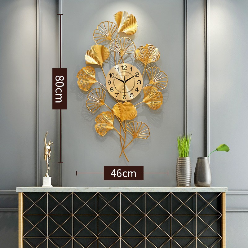 SPESIAL Jam Dinding Mewah Ginkgo Flower Quartz Wall Art Decor Decoration Flower Ginkgo Leaf Clock De