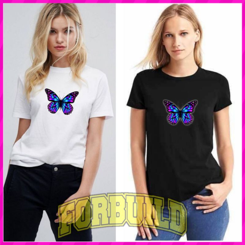 Kaos Butterfly Baju Atasan Kaos Kupu Kupu Unisex Pria/Wanita