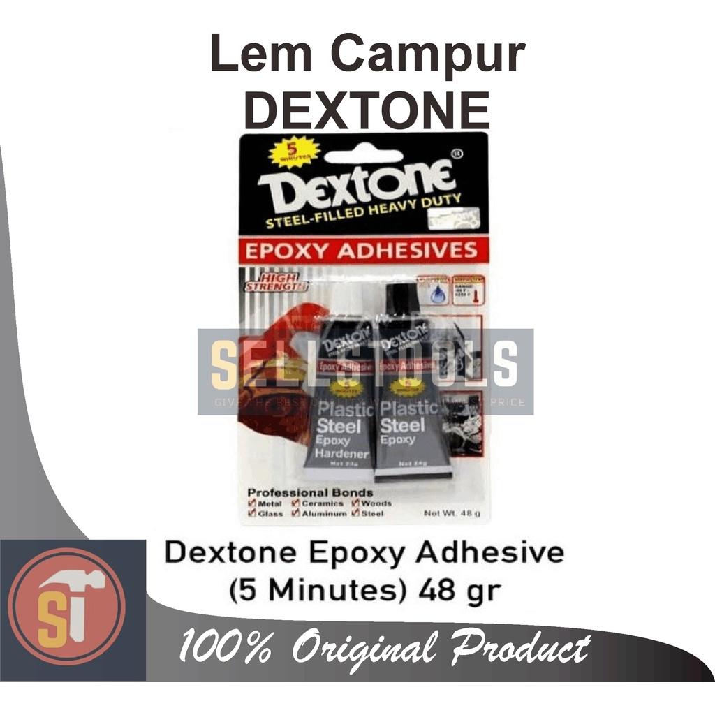 

LEM EPOXY /LEM CAMPUR / LEM BESI / SERBAGUNA DEXTONE 5 MENIT 48gr gram