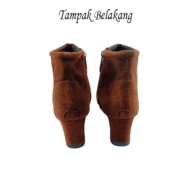 EMYE BKP01 Sepatu Heels Boots Wanita 5cm Bahan Beludru Lembut Terbaru 2021