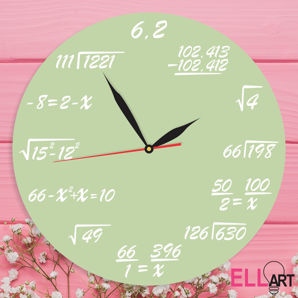 Jam Dinding Unik Rumus MTK Minimalis Pajangan Dekorasi Formula Math Vintage-GREEN