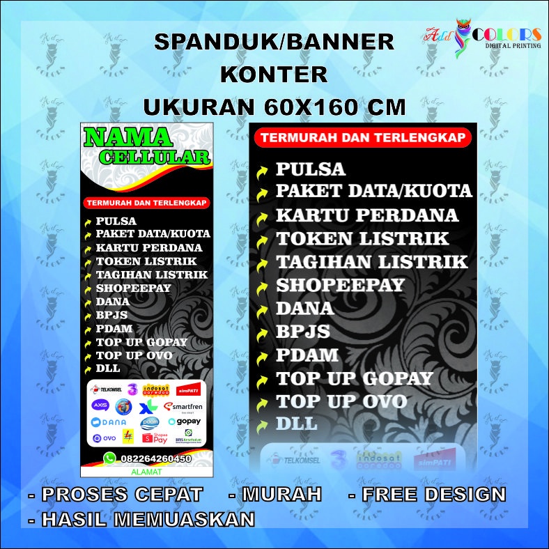 Banner/Spanduk Konter Ukuran 60X160 cm