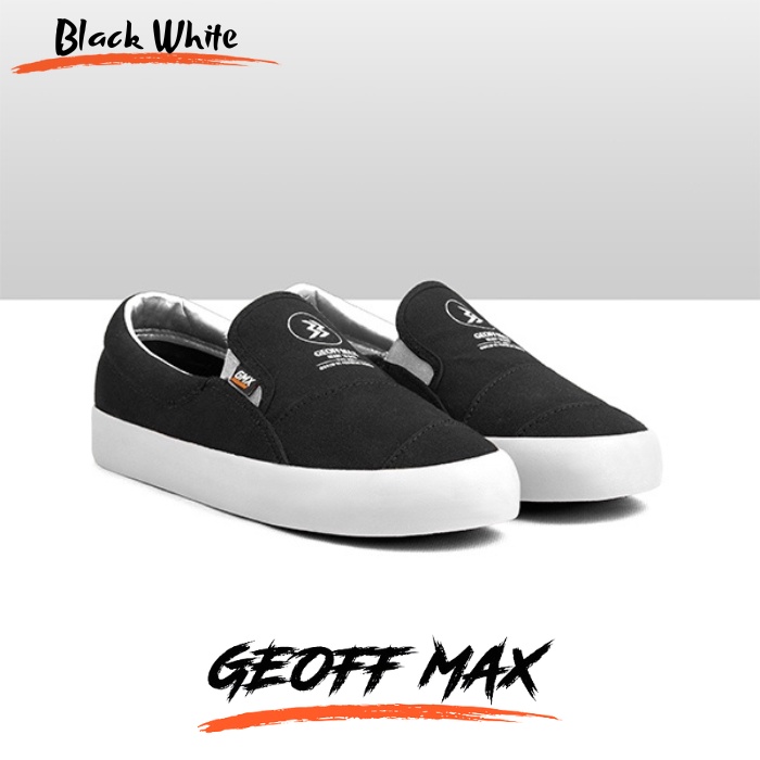 SEPATU SLIP ON GEOFF MAX MEERY BLACK WHITE TERBARU SEPATU PRIA KEKINIAN TRENDY SNEAKERS UNISEX TERMU