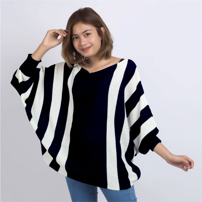LASPERAL BATWING POLET ZEBRA WANITA OVERSIZE