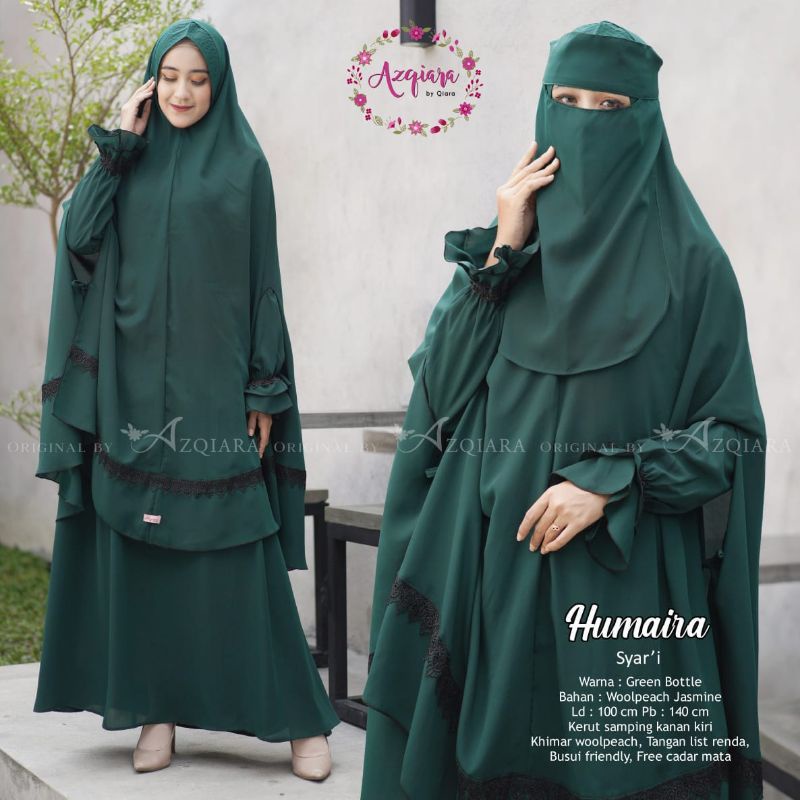 Gamis Humaira Syar'i Gamis Syari Polos Jumbo Set Khimar Plus Cadar Gamis Wolfis Premium LD 100 Panjang 140