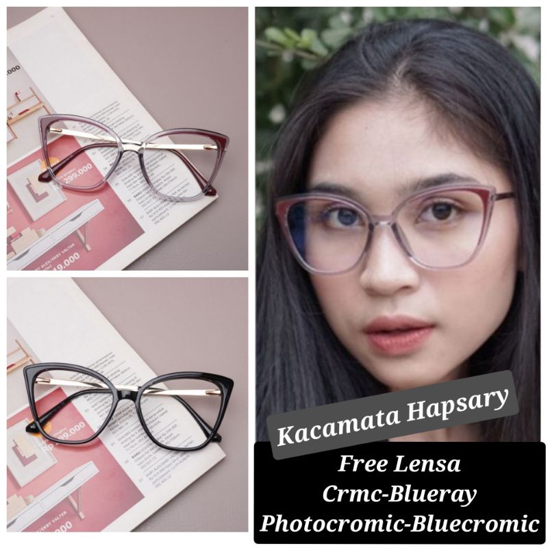 FRAME KACAMATA WANITA CAT EYE 95810 LENSA ANTI RADIASI BLUERAY / PHOTOCROMIC | KACAMATA MINUS