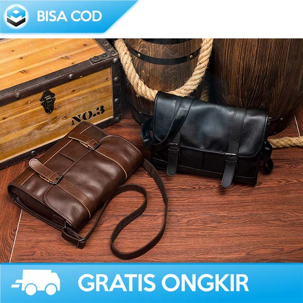 TAS SELEMPANG KANTOR PRIA KULIT ASLI ORIGINAL PREMIUM PU LEATHER