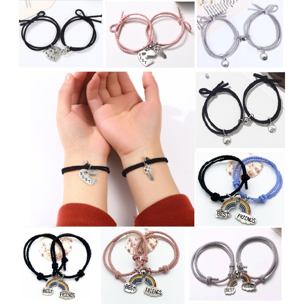 1 Set Gelang BEST FRIEND Tali Magnet Couple Pasangan Hip Hop Korea Fashion Lock Kunci