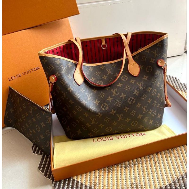 tas fashion LV neverfull medium free box