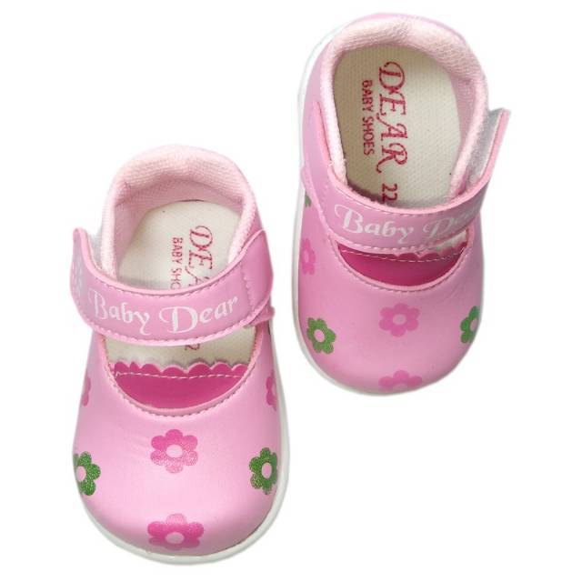 C07 Sepatu anak perempuan casual motif bunga usia  1 2 3 tahun size 22-25 murah lucu