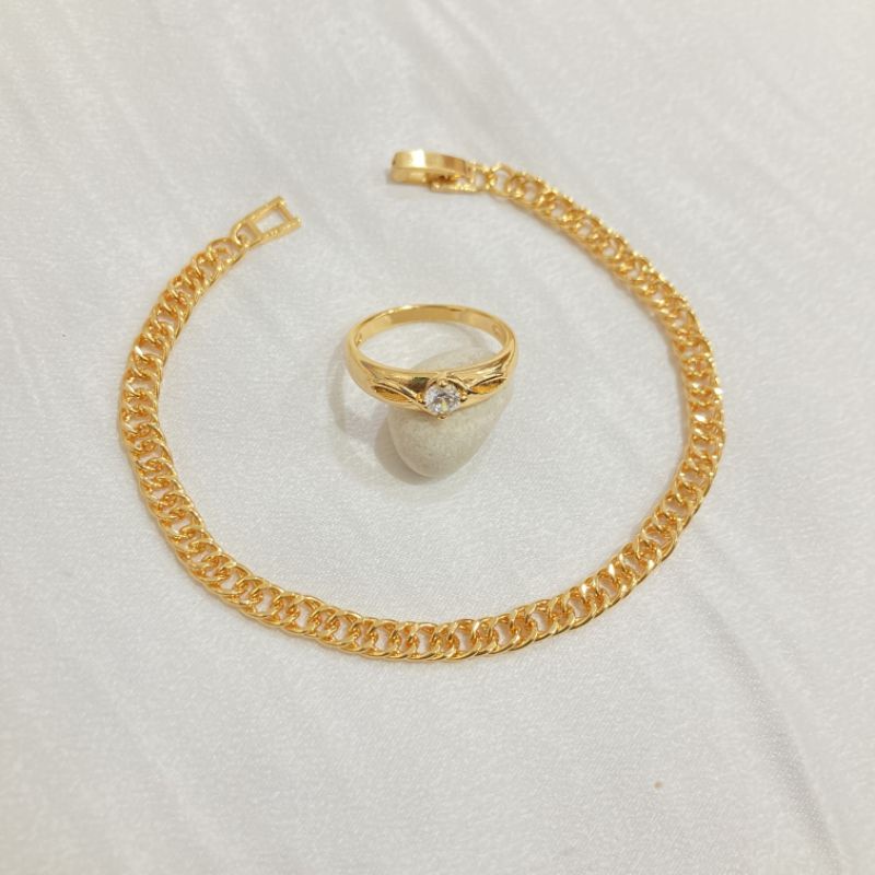 Perhiasan Gelang Cincin Mata Satu Lapis Emas Aksesoris Perhiasan Wanita Korea Asesoris Fashion Impor