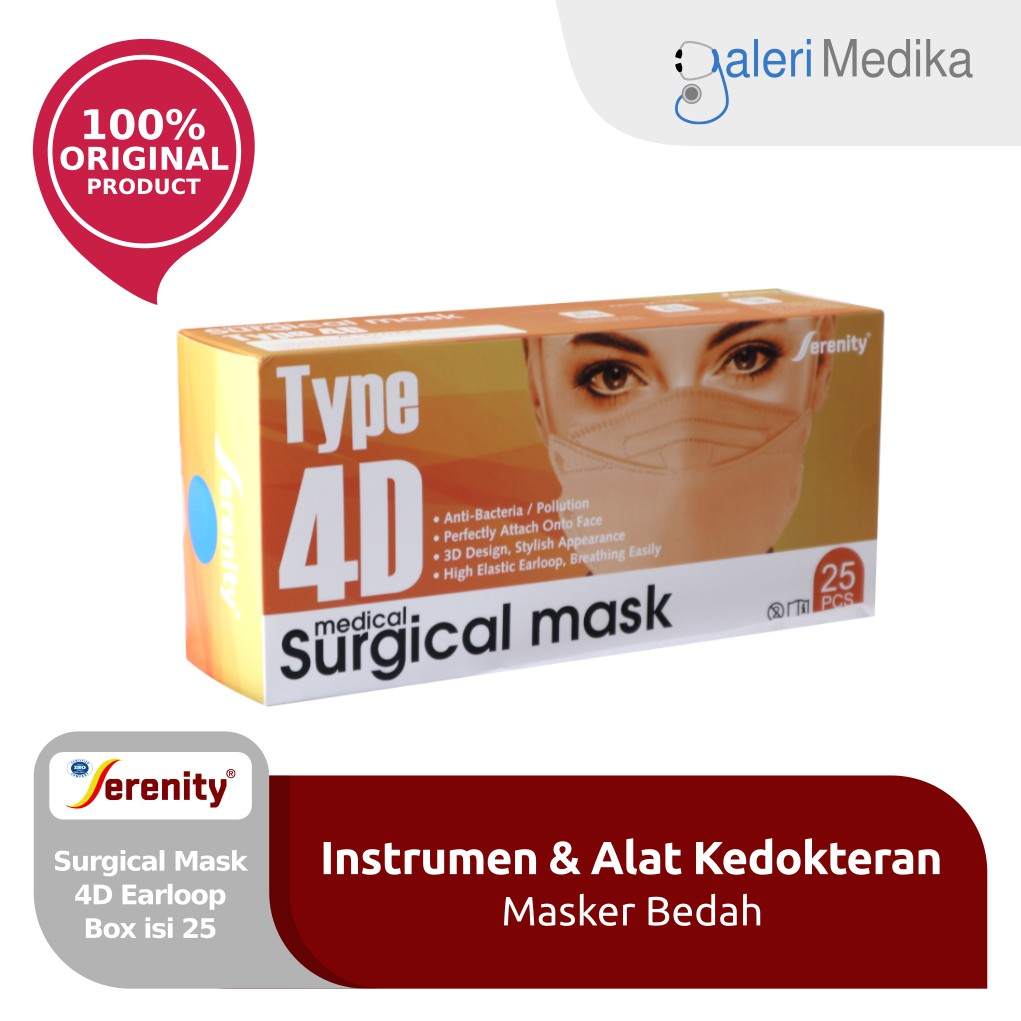 Masker Serenity Surgical Mask 4D Earloop Box isi 25