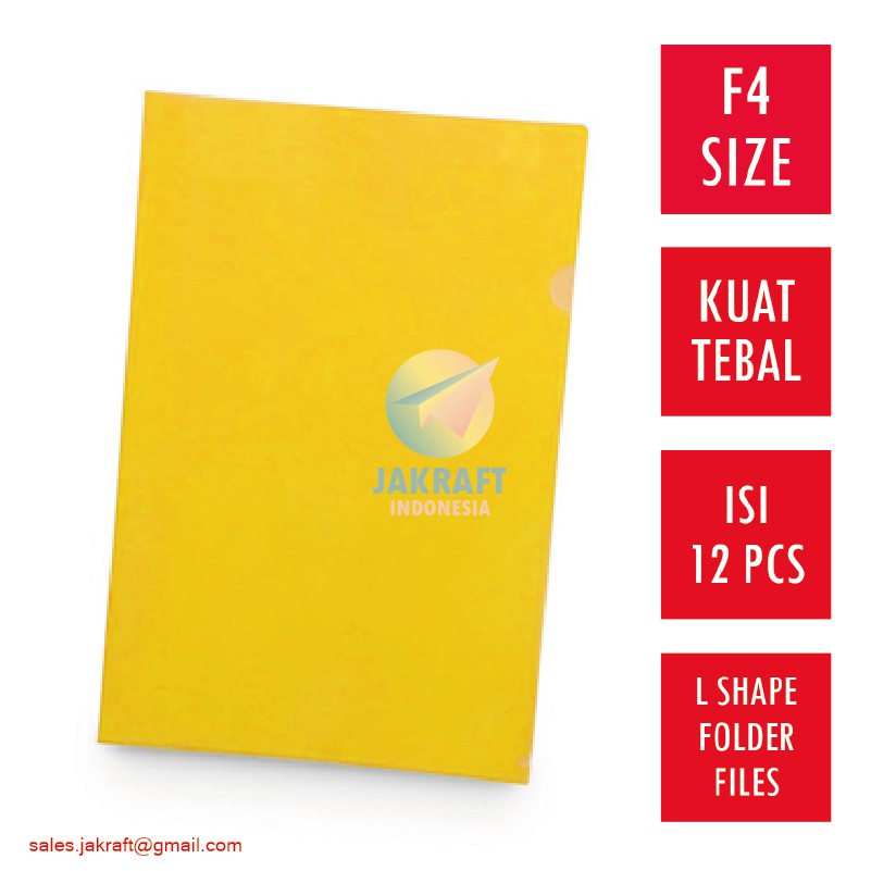 

(1 Pcs) Map L KNK F4 Clear Sleeve Folio Kuning Yellow File Folder Plastik Mika Transparan Tebal 0.14 mm