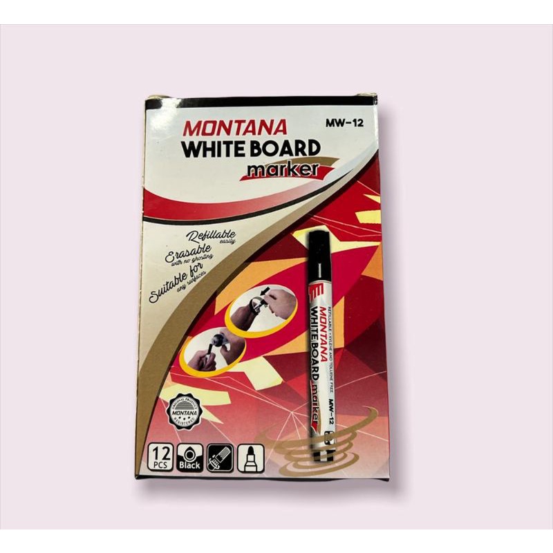 

Spidol Papan Tulis / Spidol Besar White Board WB merk Montana warna Hitam (1 LUSIN isi 12 PCS)
