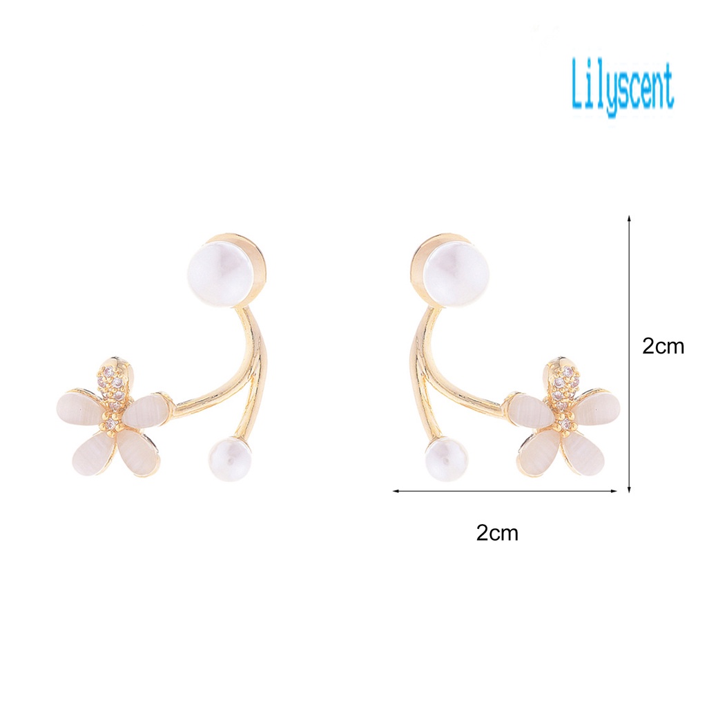 Ls 1 Pasang Anting Tusuk Wanita Desain Bunga Hias Mutiara + Berlian Imitasi Gaya Korea Untuk Pernikahan