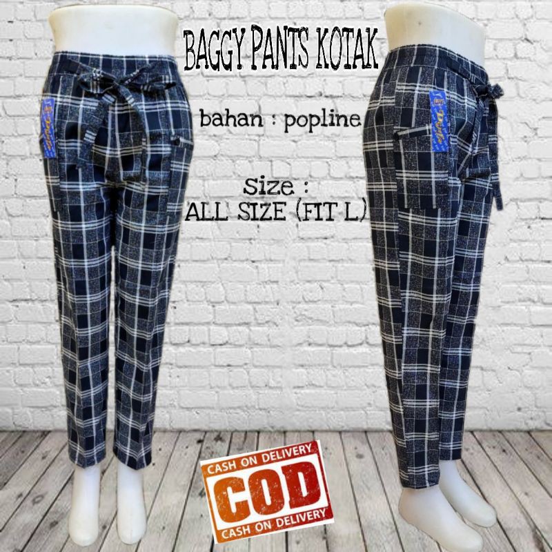 DEJIFA celana baggy pants kotak trendy