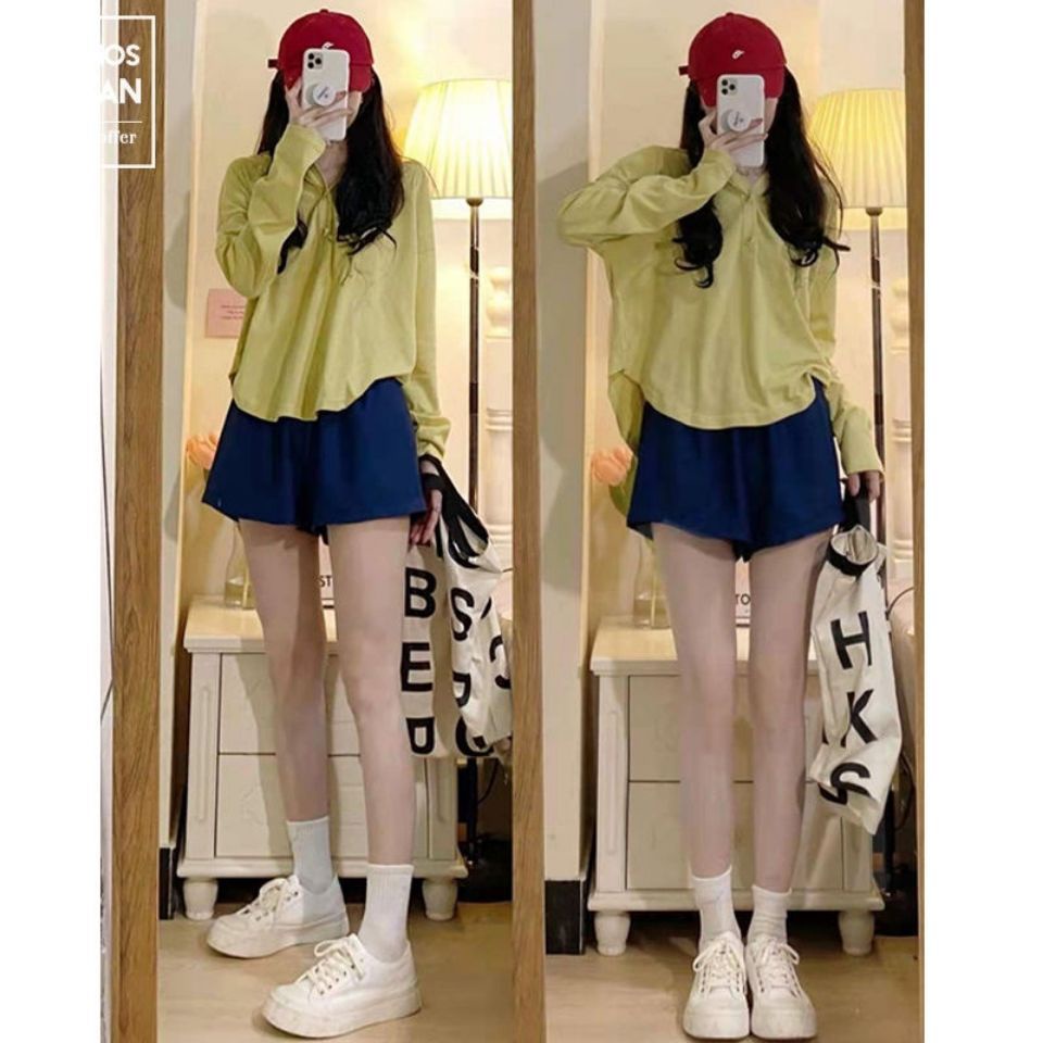 #Sisjuly# 2022Olahraga Kasual Gaya Dua Potong Baju Wanita Hoodie Lengan PanjangTKemeja Tipis Atas+Longgar Hot