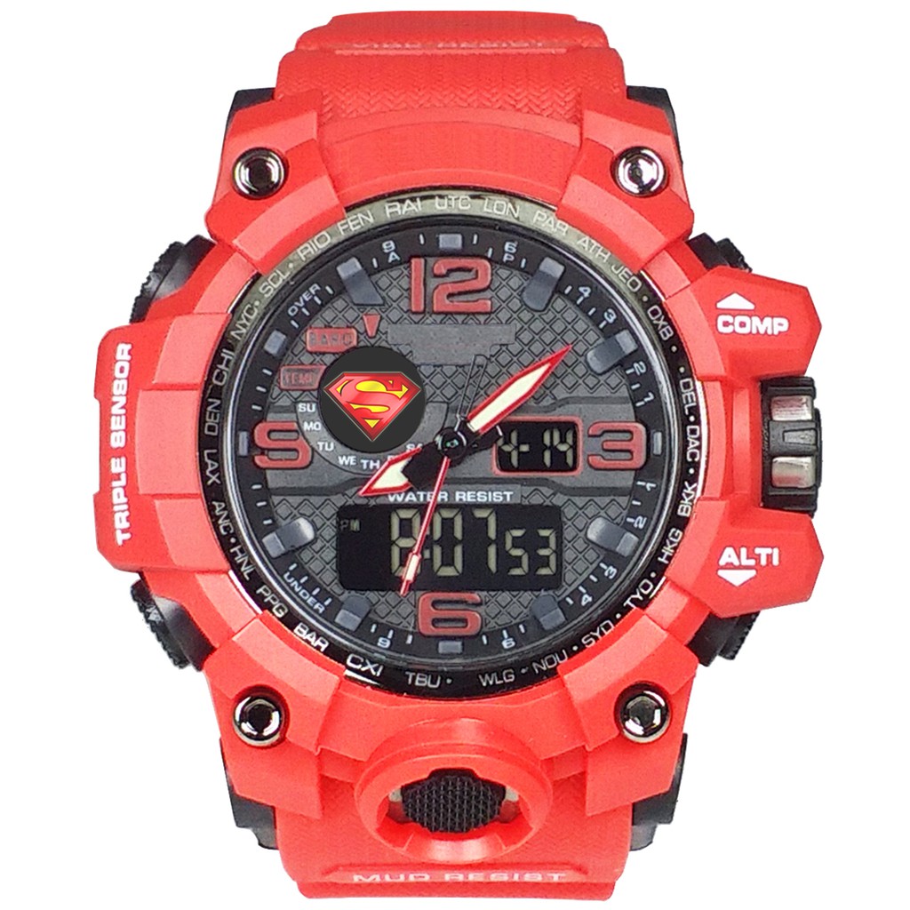 (Istimewa Bossque) Jam SUPERMAN NEW DT Full Merah (Exclusive)