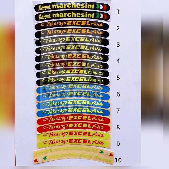 sticker stiker velg  motor mobil takasago exel marchesini  