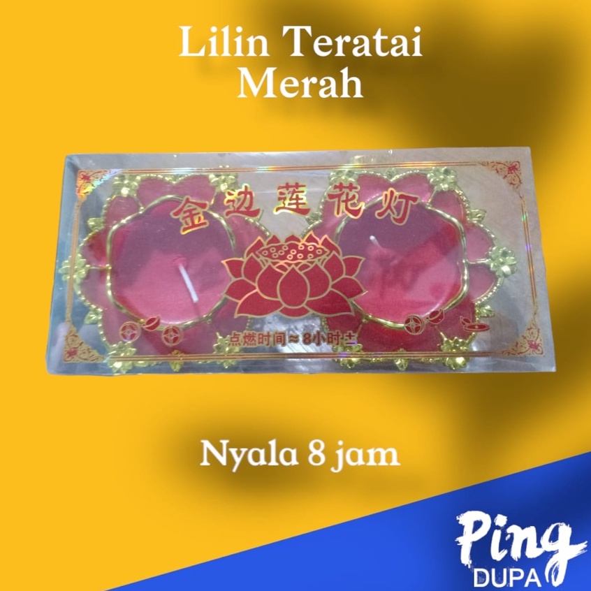 Lilin Teratai Emas Merah Nyala 8 Jam Isi 2 Pcs Durasi Lama