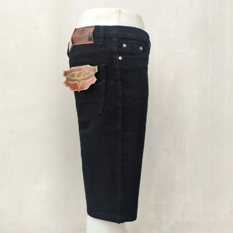 Celana jeans pendek hitam pria / celana pendek pria terkini