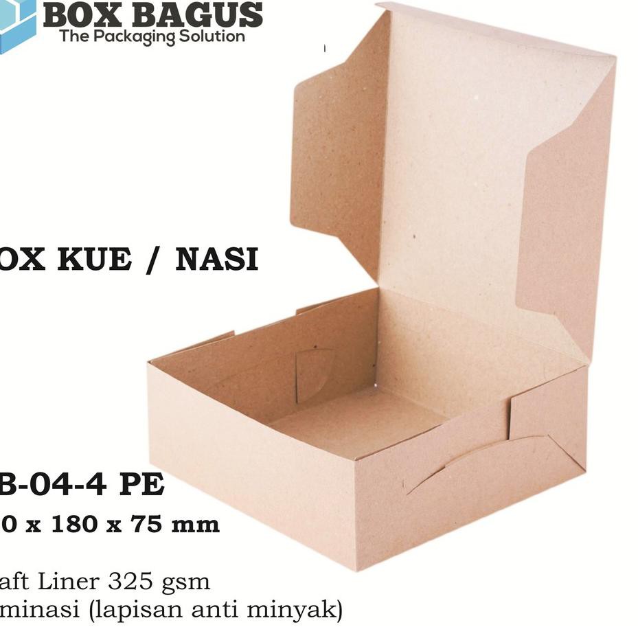 

Termurah (1 pak = 25 pcs) BOX DUS KARDUS KOTAK MAKANAN NASI ROTI KUE SNACK 18x18x7.5 cm KRAFT 325 g