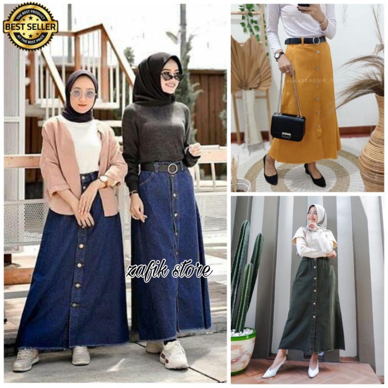 ZAFIK OFFICIAL - (COD) ROK JEANS BUTTON SKIRT / ROK JEANS  RAWIS ( E26 / F01/AE02 / AE03 )