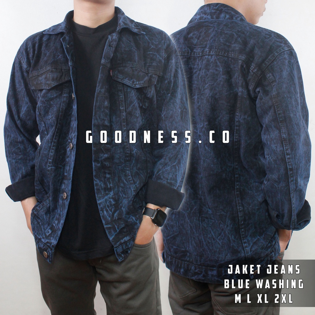 Jaket denim jaket jeans pria jaket oversize jaket pria jeans bluewashing