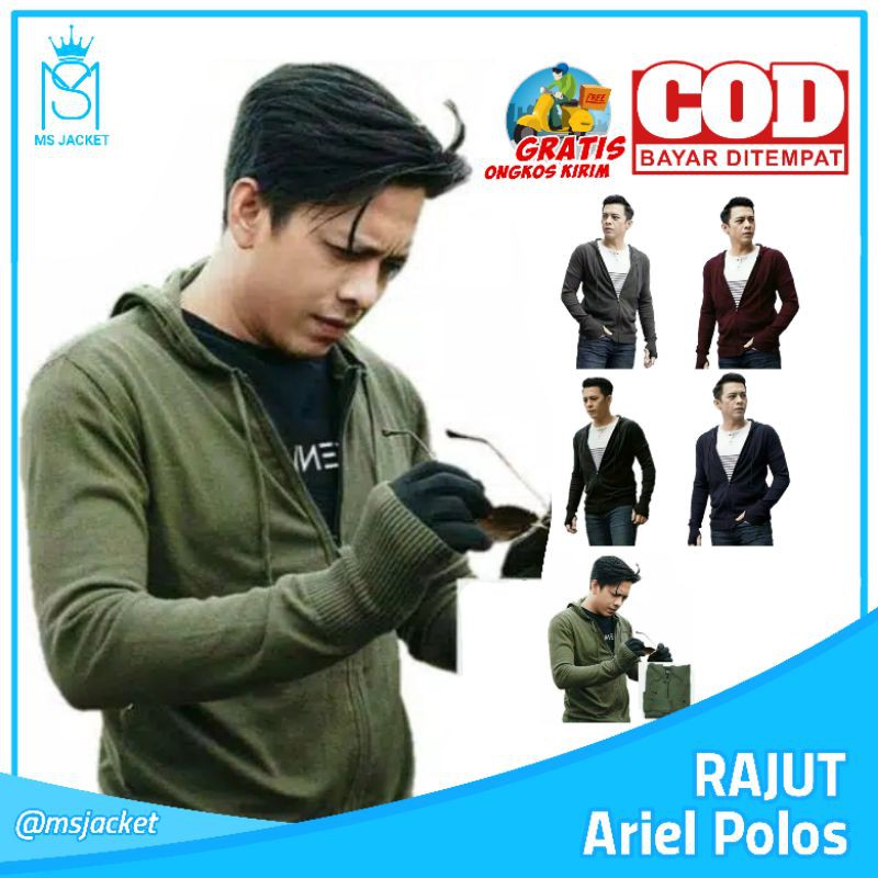 Sweater Rajut Ariel Pria Wanita Roundhand Resleting Sweeter Switer Rajut Aril Cowok Cewek Seleting