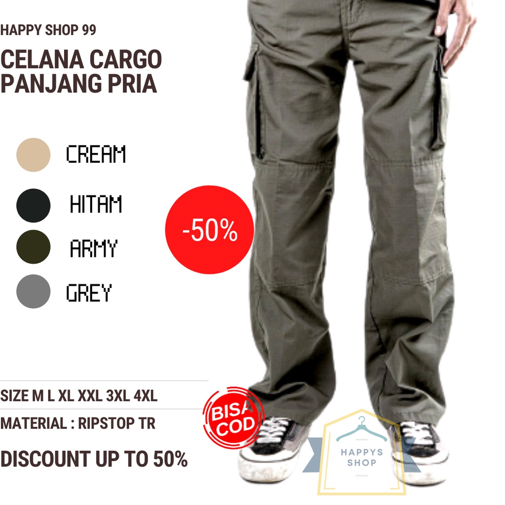 Celana Cargo Kargo Panjang Long Cargo Pants Pria Cowok Cowo Dewasa Celana Kerja Lapangan Laki Laki B