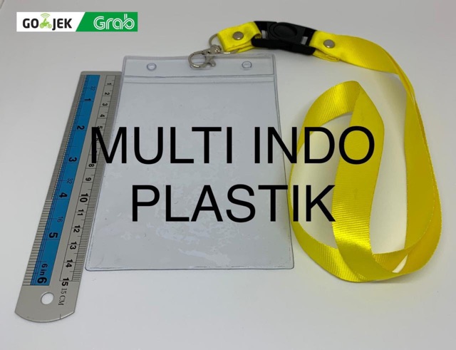 Tali id card kuning/tali nametag murah/nametag uk 10 x 14/tali lanyard 2 cm/plasrtik id card murah